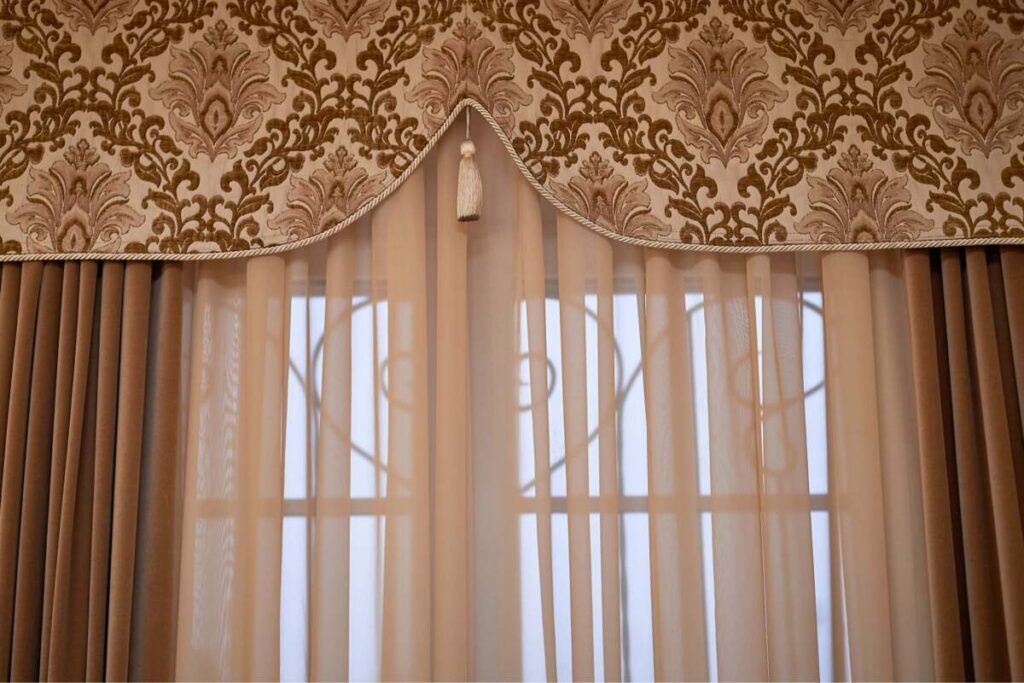 Brown heavy curtains for gothic interior design