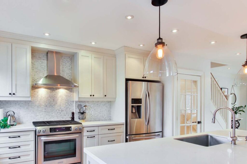 Kitchen with recessed pot lighting
