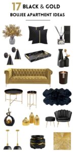 black and gold home decor accessories