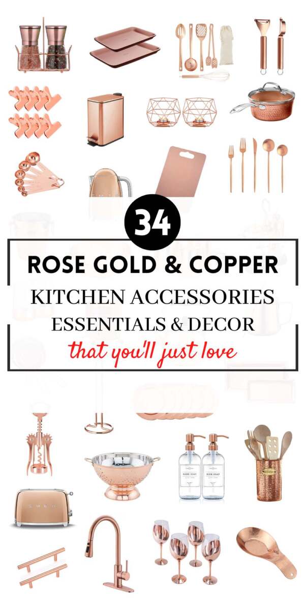 rose gold and copper kitchen utensils, appliances and accessories