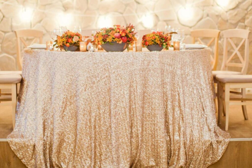 glitter rose gold tablecloth