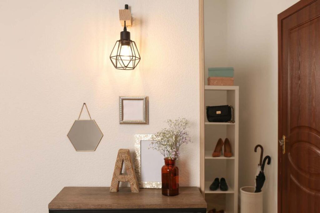entryway with a small wall sconce