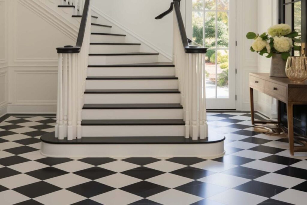 Small Foyer With Checkered Tiles