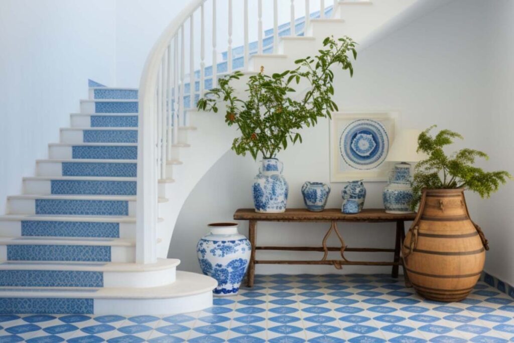 Small Foyer With Mediterranean Tiles