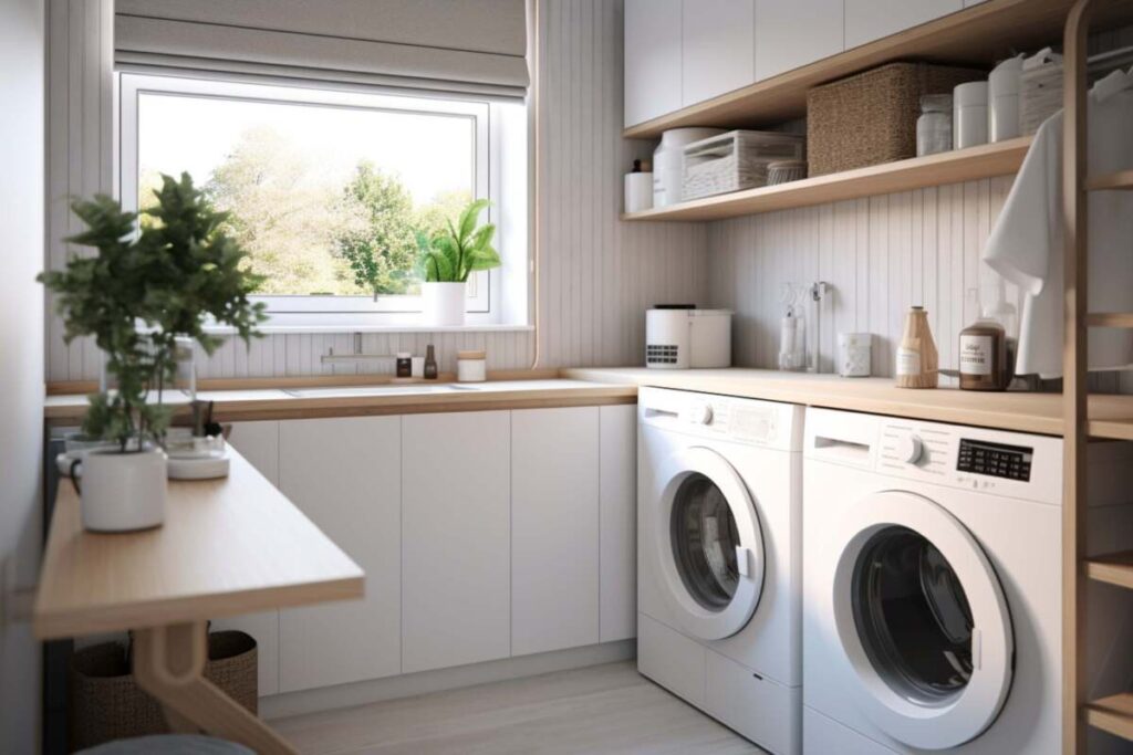 Small laundry room with a window