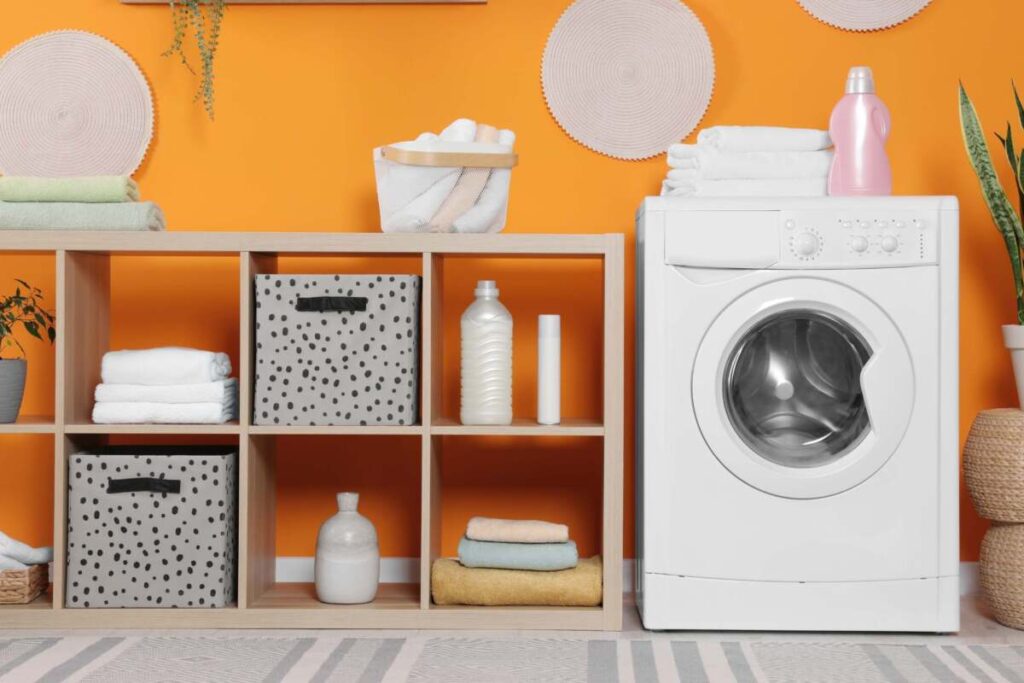 Orange small laundry room
