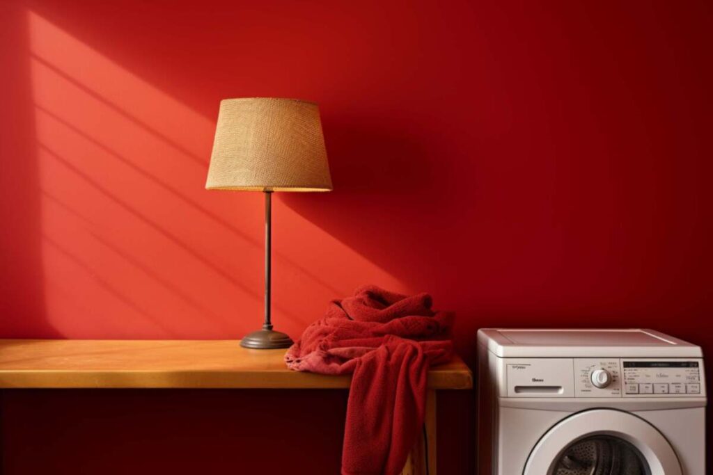 Laundry room with table lamps